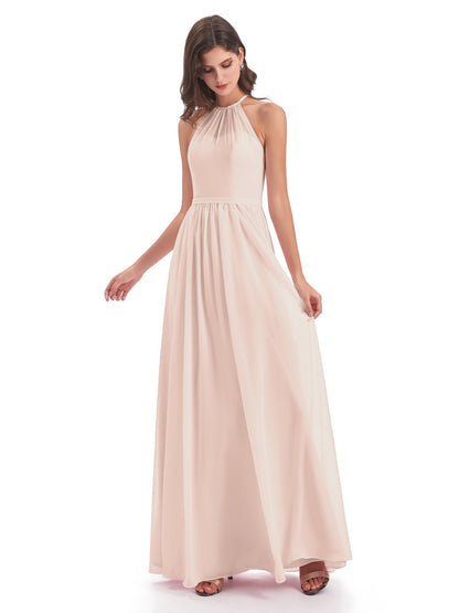 Micah Halter Open Back Chiffon Long Bridesmaid Dresses