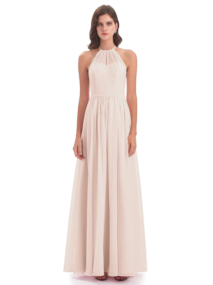 Micah Halter Open Back Chiffon Long Bridesmaid Dresses