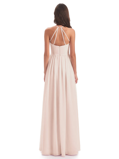 Micah Halter Open Back Chiffon Long Bridesmaid Dresses