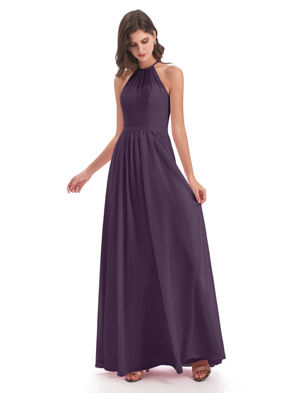 Micah Halter Open Back Chiffon Long Bridesmaid Dresses