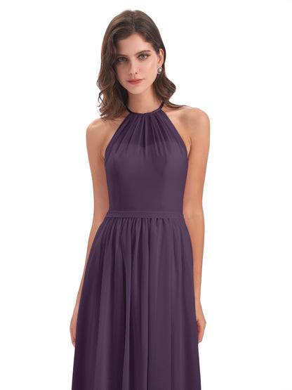 Micah Halter Open Back Chiffon Long Bridesmaid Dresses