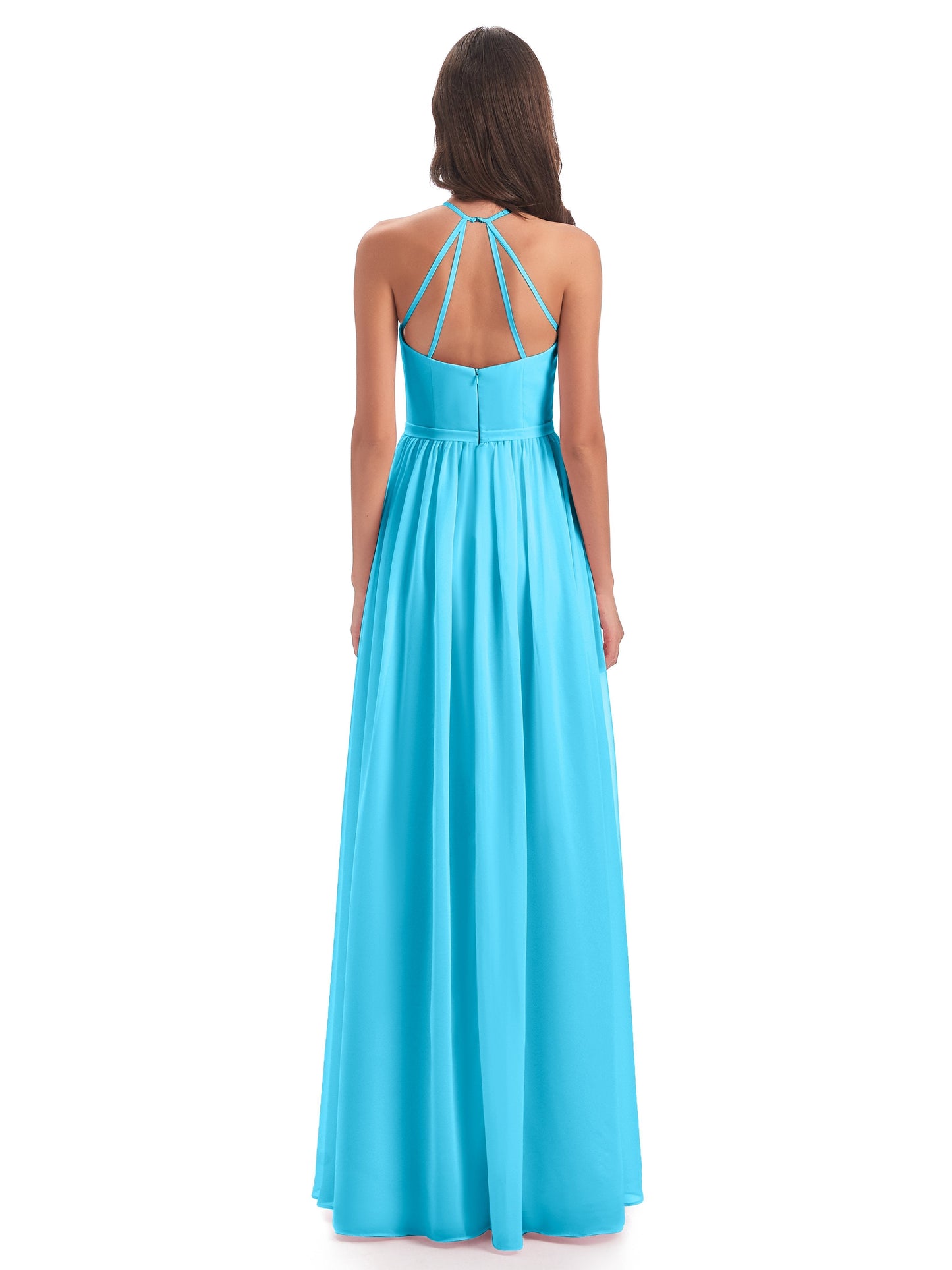 Micah Halter Open Back Chiffon Long Bridesmaid Dresses