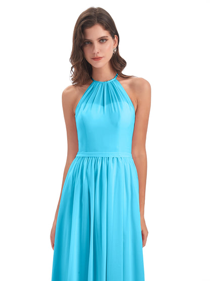 Micah Halter Open Back Chiffon Long Bridesmaid Dresses