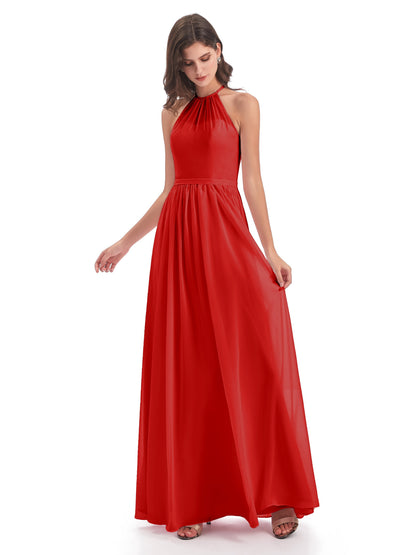 Micah Halter Open Back Chiffon Long Bridesmaid Dresses