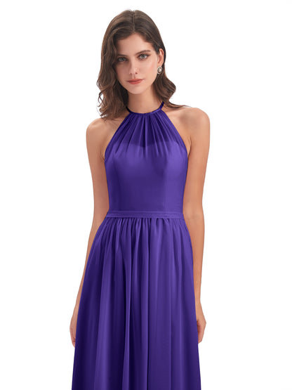 Micah Halter Open Back Chiffon Long Bridesmaid Dresses