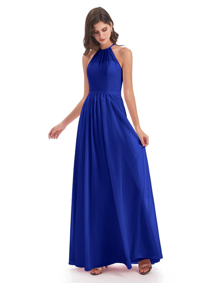 Micah Halter Open Back Chiffon Long Bridesmaid Dresses