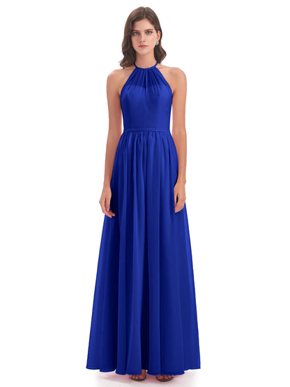 Micah Halter Open Back Chiffon Long Bridesmaid Dresses