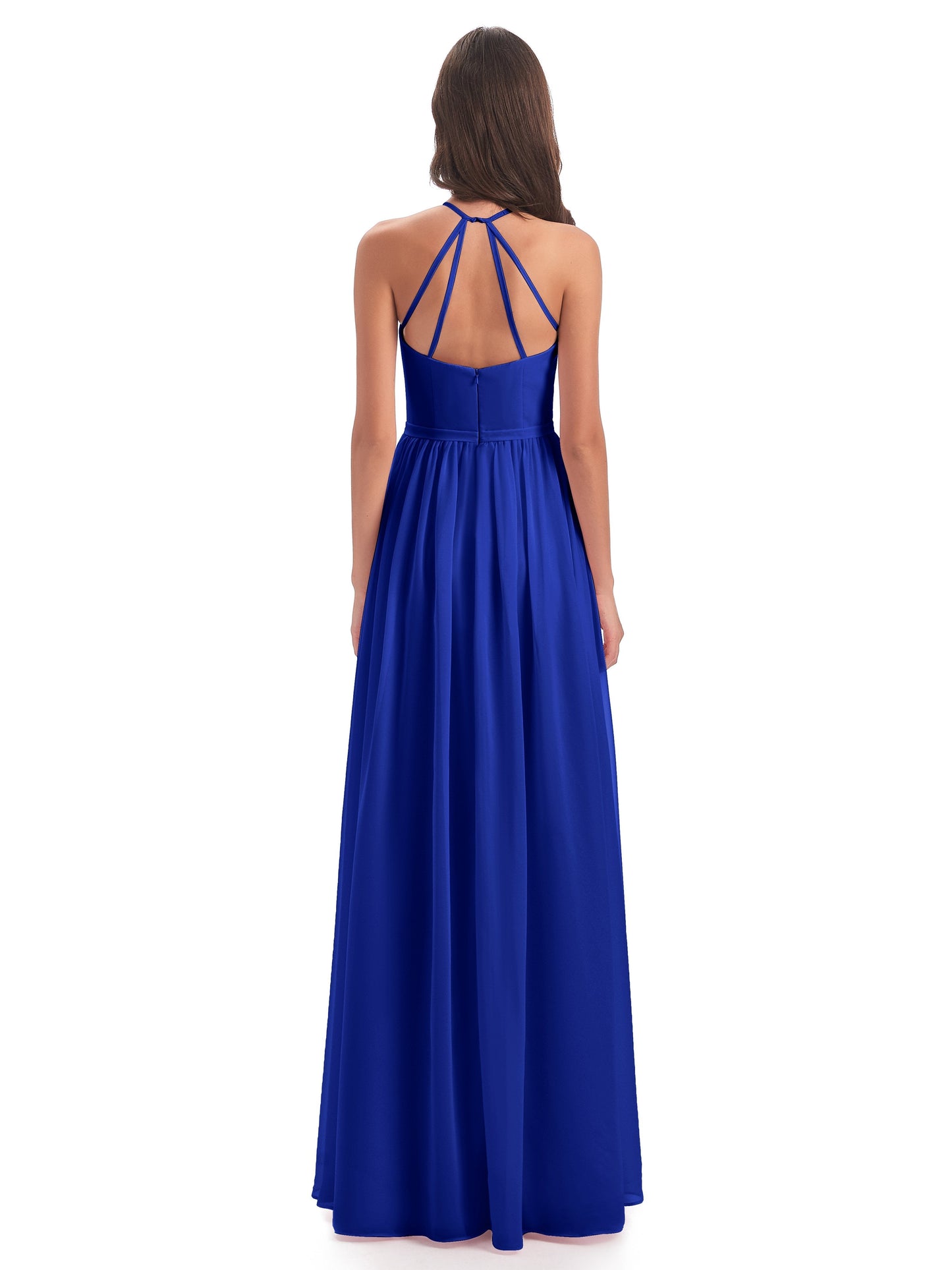 Micah Halter Open Back Chiffon Long Bridesmaid Dresses