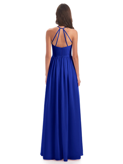 Micah Halter Open Back Chiffon Long Bridesmaid Dresses