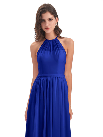 Micah Halter Open Back Chiffon Long Bridesmaid Dresses