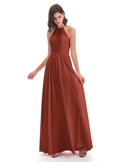 Micah Halter Open Back Chiffon Long Bridesmaid Dresses