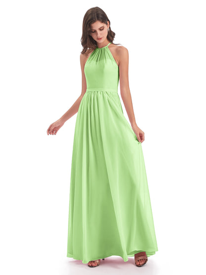 Micah Halter Open Back Chiffon Long Bridesmaid Dresses