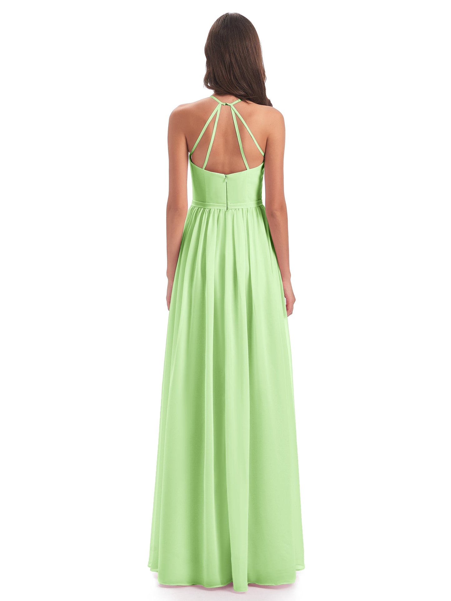 Micah Halter Open Back Chiffon Long Bridesmaid Dresses
