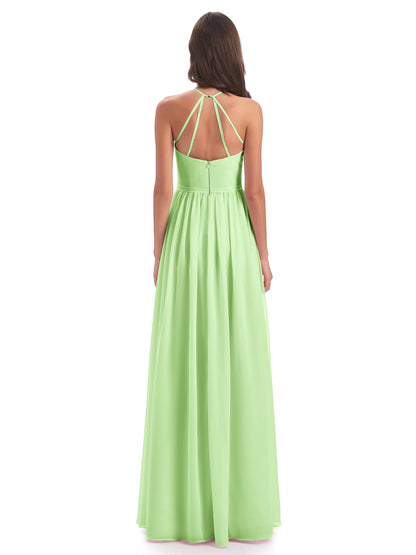 Micah Halter Open Back Chiffon Long Bridesmaid Dresses