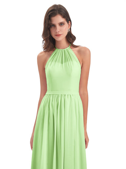 Micah Halter Open Back Chiffon Long Bridesmaid Dresses