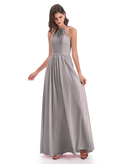 Micah Halter Open Back Chiffon Long Bridesmaid Dresses
