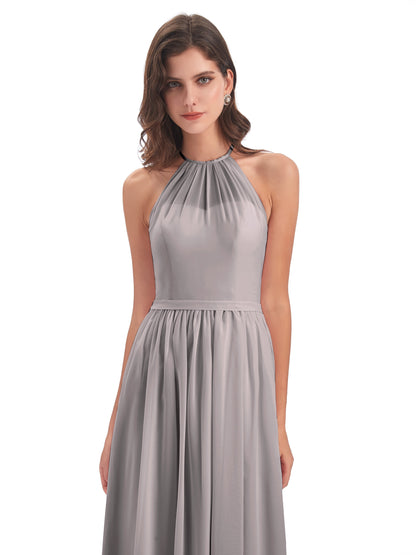 Micah Halter Open Back Chiffon Long Bridesmaid Dresses