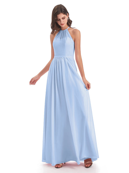 Micah Halter Open Back Chiffon Long Bridesmaid Dresses