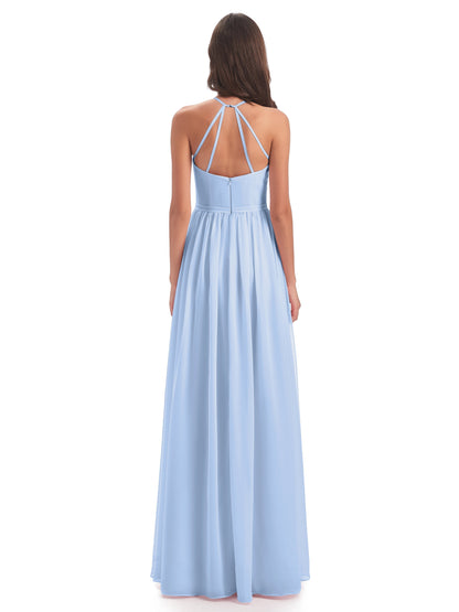 Micah Halter Open Back Chiffon Long Bridesmaid Dresses