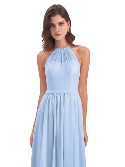 Micah Halter Open Back Chiffon Long Bridesmaid Dresses