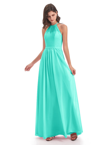 Micah Halter Open Back Chiffon Long Bridesmaid Dresses