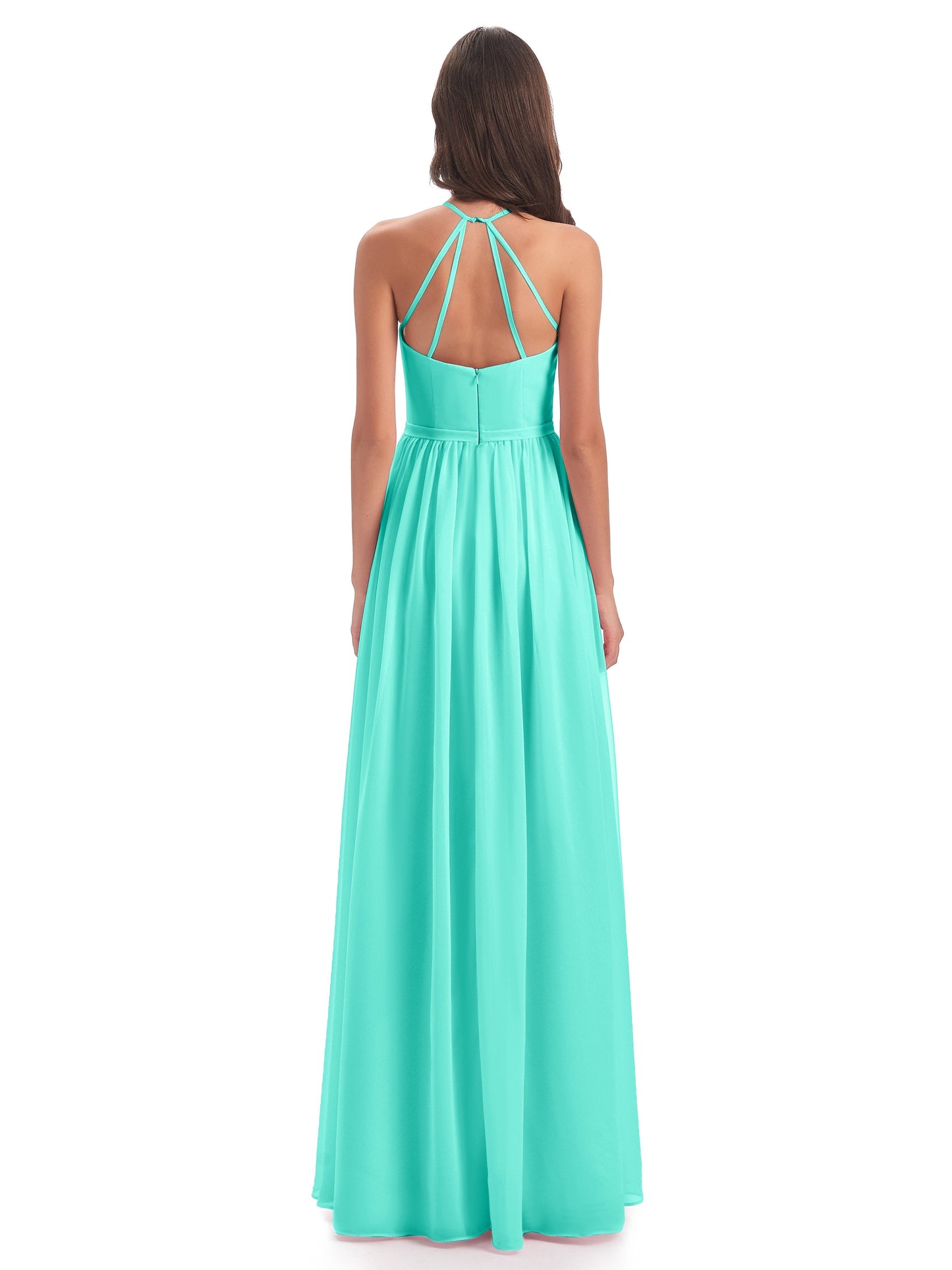Micah Halter Open Back Chiffon Long Bridesmaid Dresses