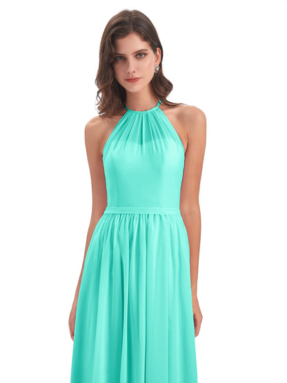 Micah Halter Open Back Chiffon Long Bridesmaid Dresses