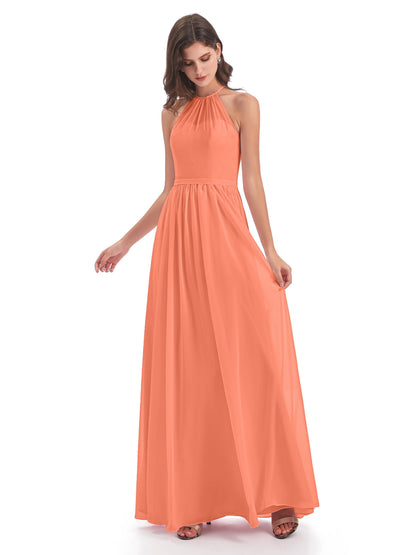 Micah Halter Open Back Chiffon Long Bridesmaid Dresses