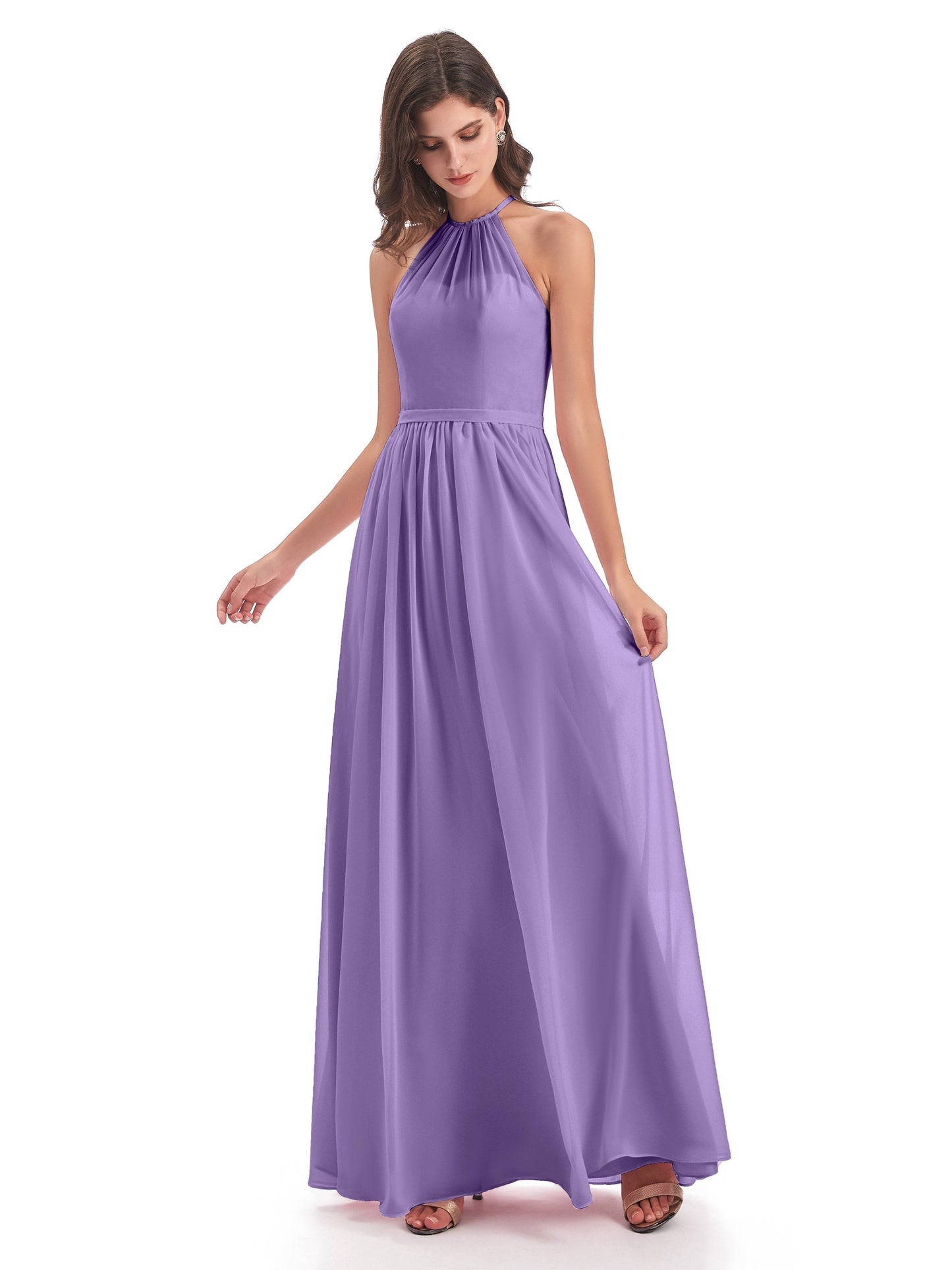 Micah Halter Open Back Chiffon Long Bridesmaid Dresses