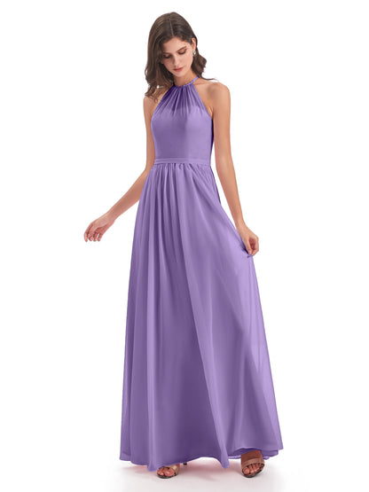 Micah Halter Open Back Chiffon Long Bridesmaid Dresses