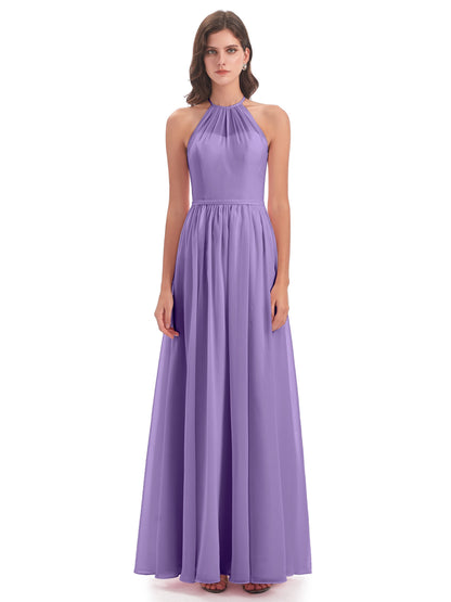 Micah Halter Open Back Chiffon Long Bridesmaid Dresses