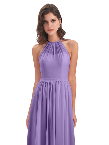 Micah Halter Open Back Chiffon Long Bridesmaid Dresses