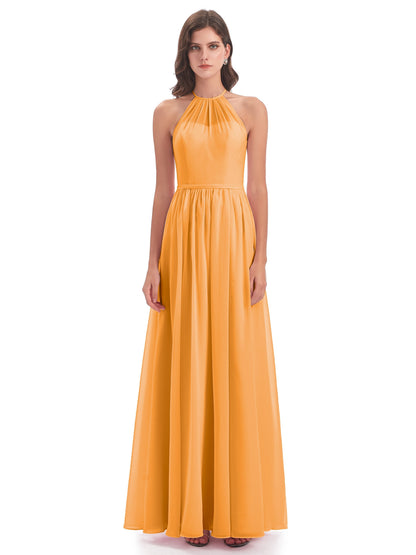 Micah Halter Open Back Chiffon Long Bridesmaid Dresses
