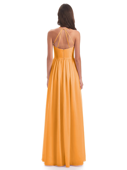 Micah Halter Open Back Chiffon Long Bridesmaid Dresses