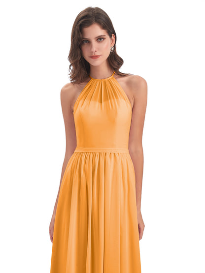 Micah Halter Open Back Chiffon Long Bridesmaid Dresses