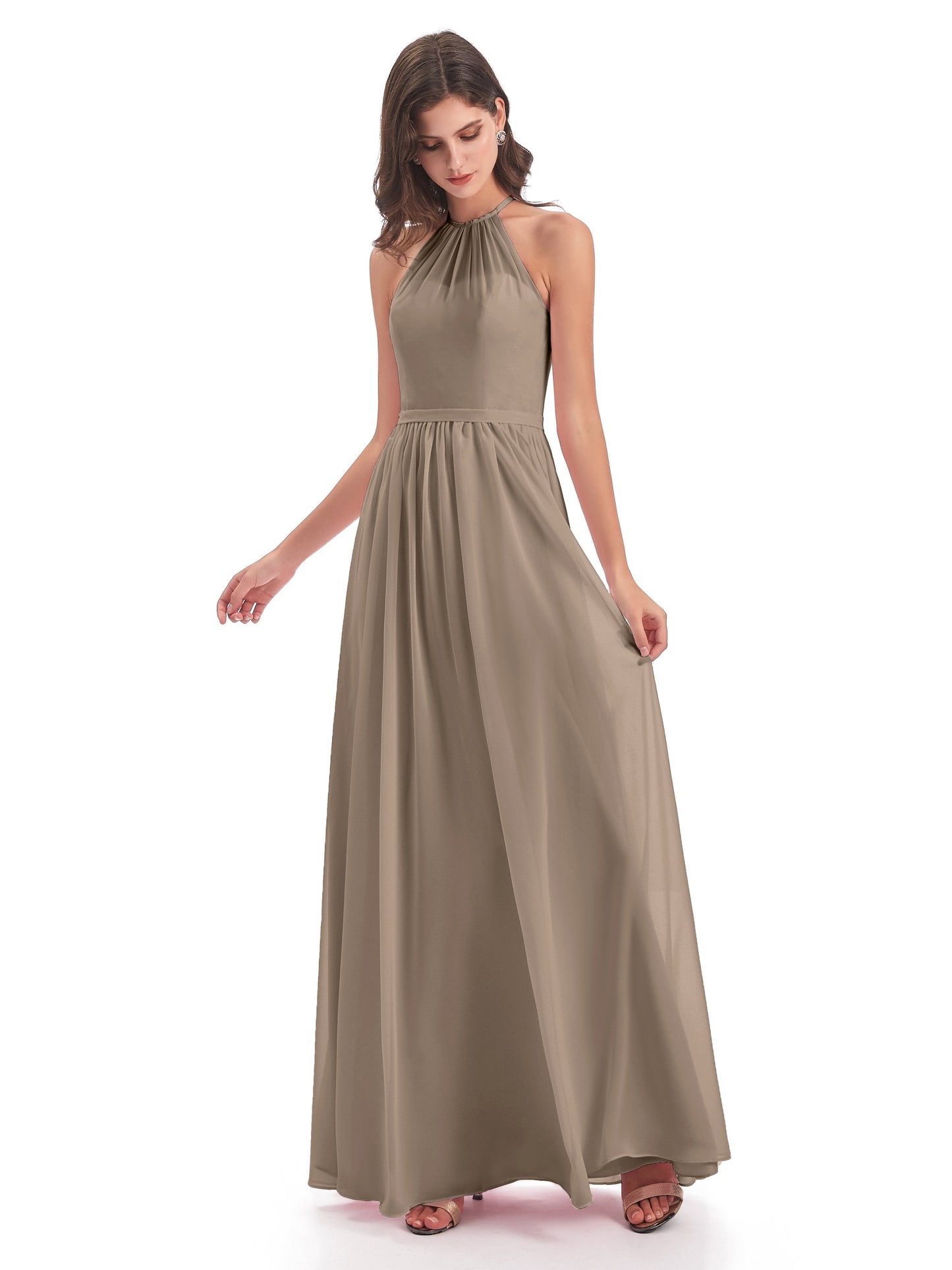Micah Halter Open Back Chiffon Long Bridesmaid Dresses