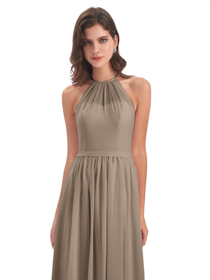 Micah Halter Open Back Chiffon Long Bridesmaid Dresses