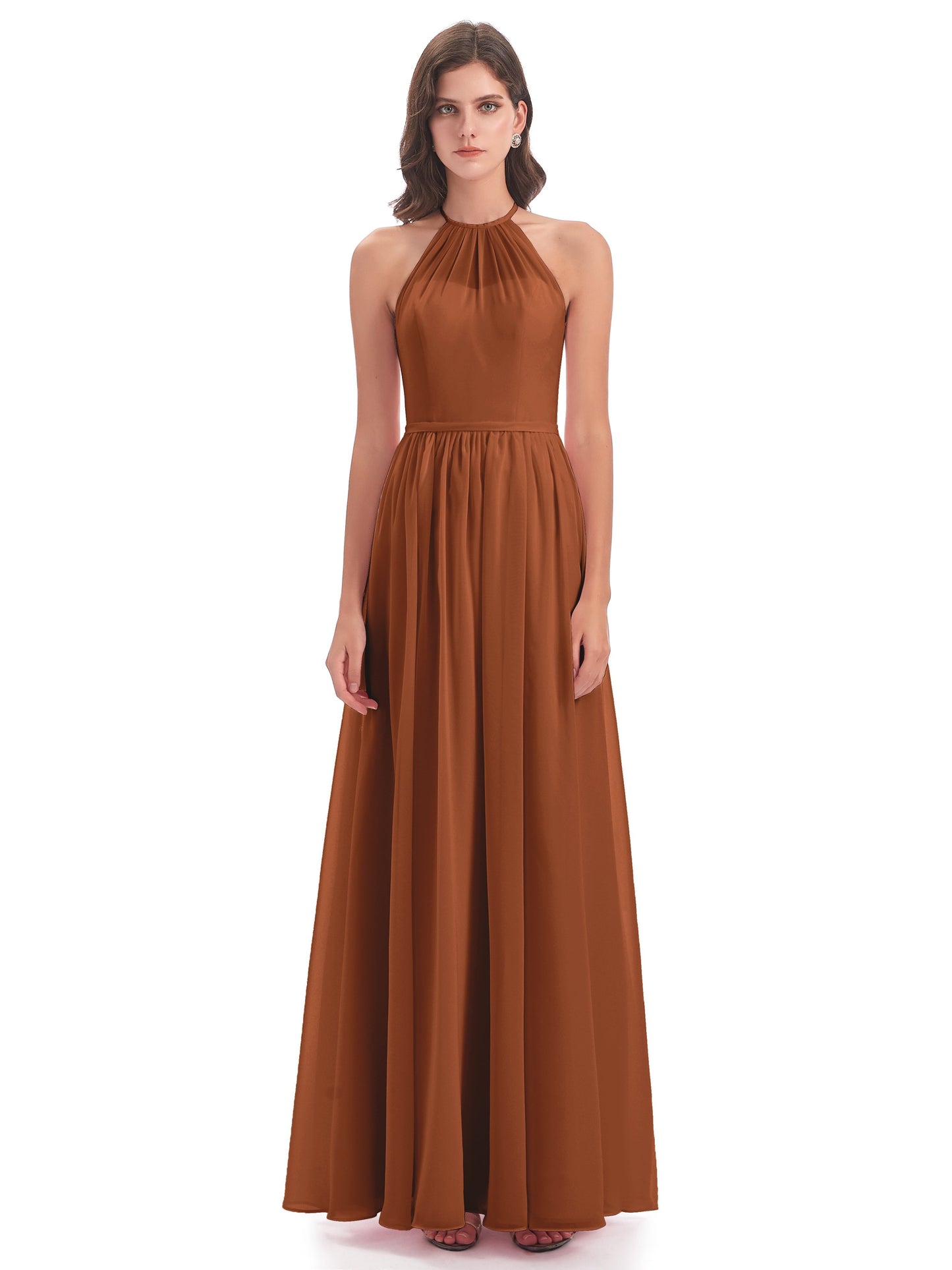 Micah Halter Open Back Chiffon Long Bridesmaid Dresses