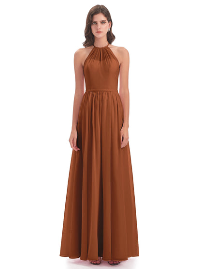 Micah Halter Open Back Chiffon Long Bridesmaid Dresses