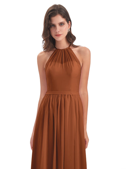 Micah Halter Open Back Chiffon Long Bridesmaid Dresses