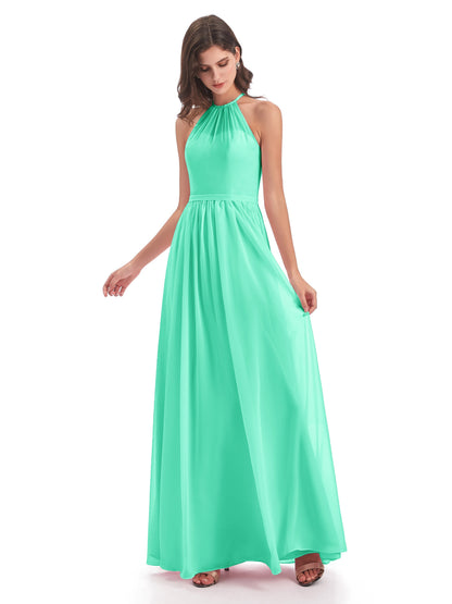 Micah Halter Open Back Chiffon Long Bridesmaid Dresses