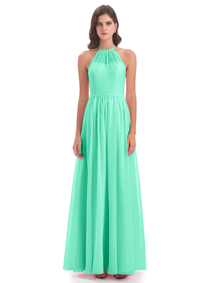 Micah Halter Open Back Chiffon Long Bridesmaid Dresses