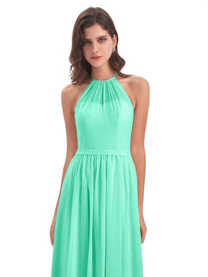Micah Halter Open Back Chiffon Long Bridesmaid Dresses