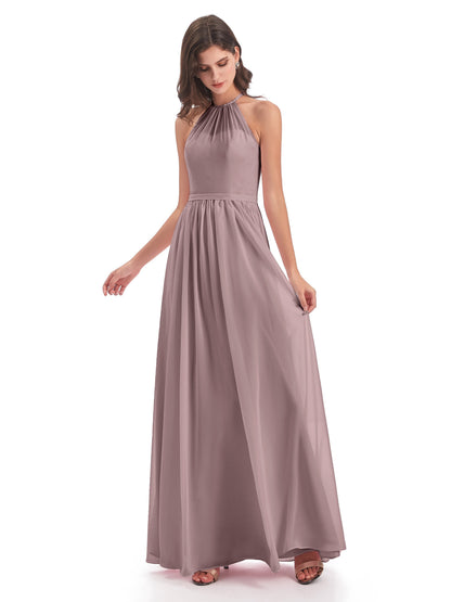 Micah Halter Open Back Chiffon Long Bridesmaid Dresses