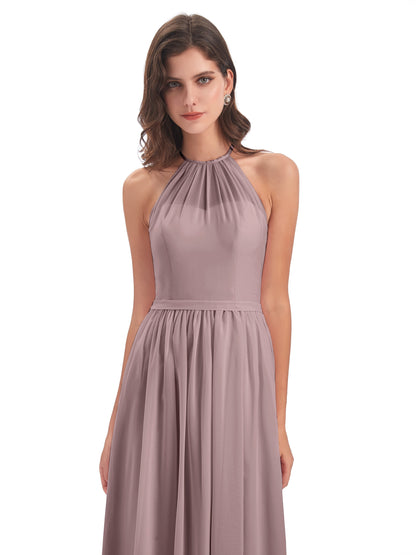 Micah Halter Open Back Chiffon Long Bridesmaid Dresses