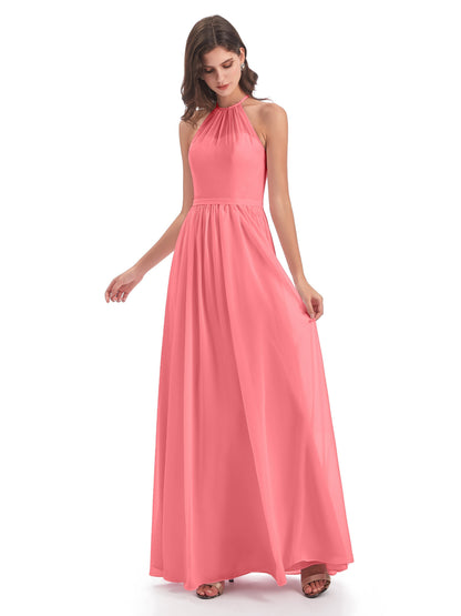 Micah Halter Open Back Chiffon Long Bridesmaid Dresses