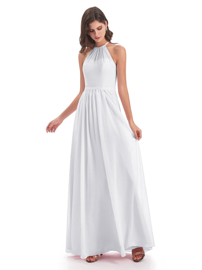 Micah Halter Open Back Chiffon Long Bridesmaid Dresses