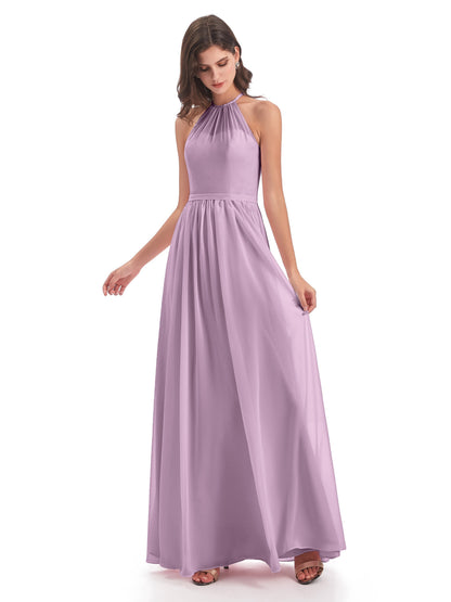 Micah Halter Open Back Chiffon Long Bridesmaid Dresses