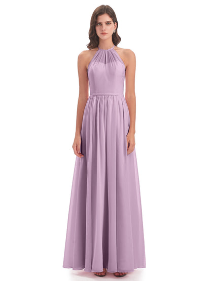 Micah Halter Open Back Chiffon Long Bridesmaid Dresses
