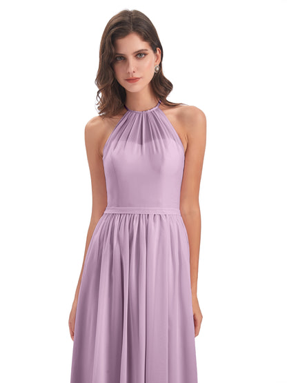 Micah Halter Open Back Chiffon Long Bridesmaid Dresses